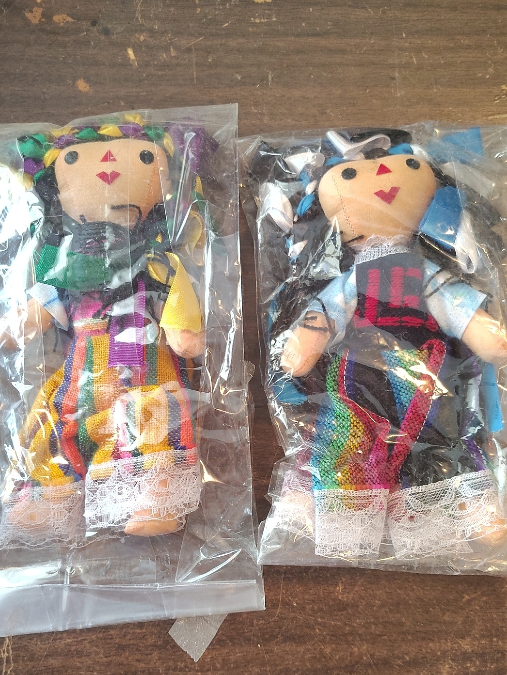 Handcrafted Colorful Mexican Cloth Dolls - Set of 2